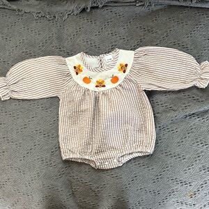 Smocked Thanksgiving Bubble Outfit 6-12M